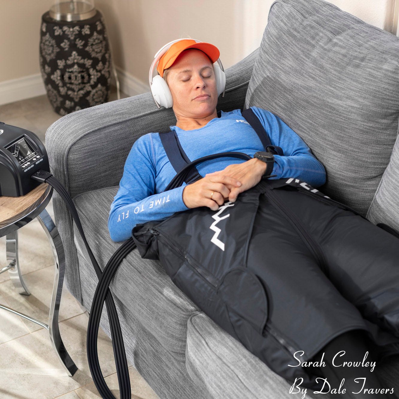 AIR RELAX AR-3.0 & AR-2.0 SHORTS — Woman lying on couch wearing recovery shorts